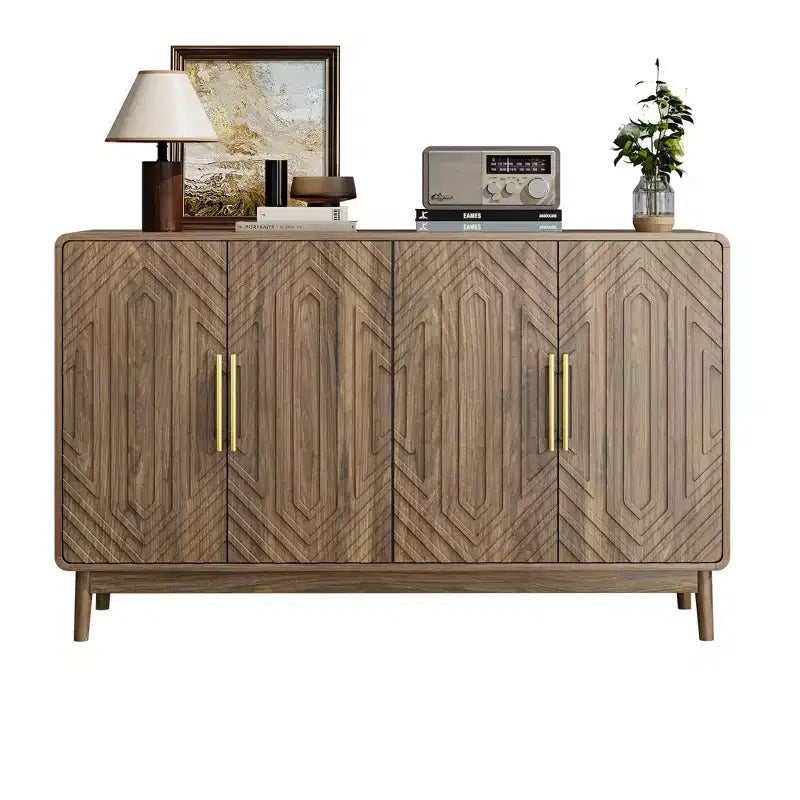 Credenza a 4 ante Noce con spazio contenitivo per sala da pranzo o soggiorno