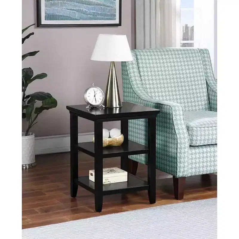Tavolino con due ripiani, elegante tavolino accentato minimalista in legno di Hevea per esposizione e organizzazione del soggiorno