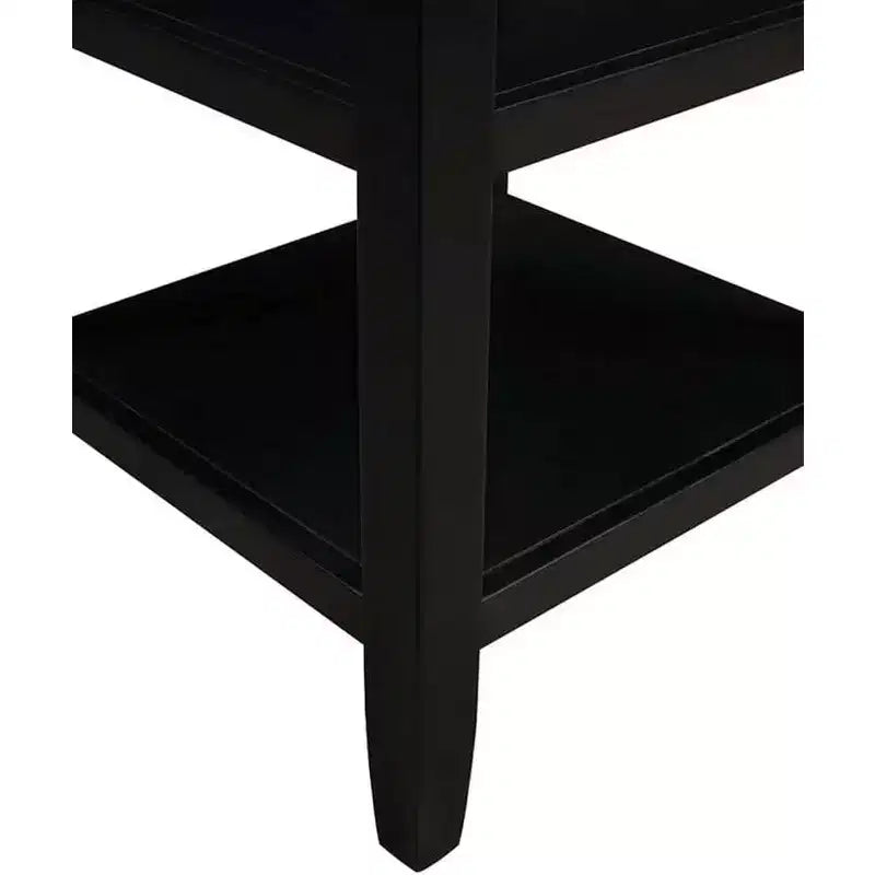 Tavolino con due ripiani, elegante tavolino accentato minimalista in legno di Hevea per esposizione e organizzazione del soggiorno