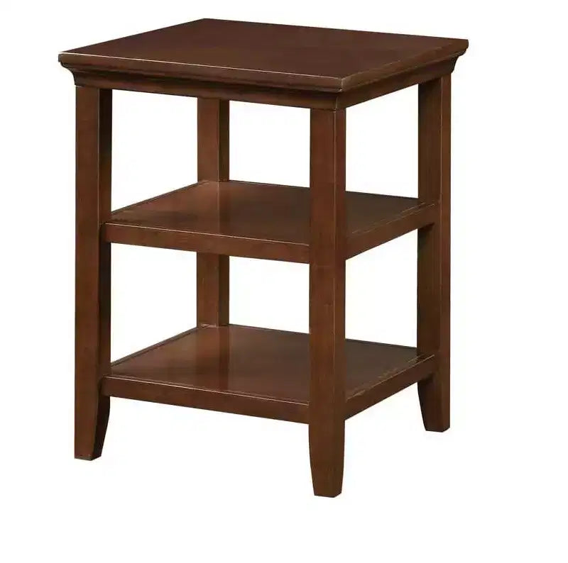 Tavolino con due ripiani, elegante tavolino accentato minimalista in legno di Hevea per esposizione e organizzazione del soggiorno