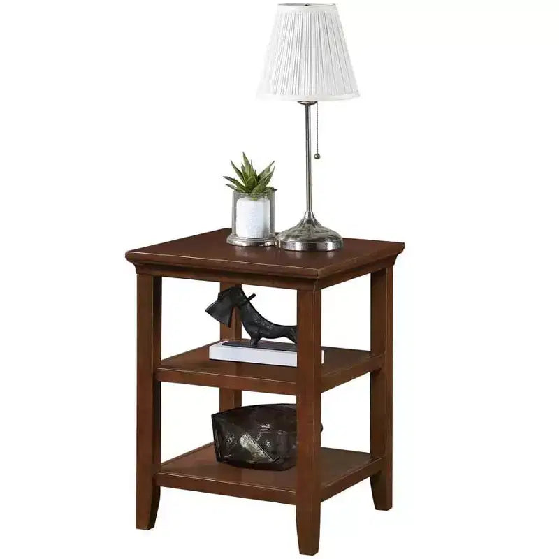 Tavolino con due ripiani, elegante tavolino accentato minimalista in legno di Hevea per esposizione e organizzazione del soggiorno
