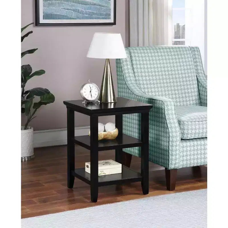 Tavolino con due ripiani, elegante tavolino accentato minimalista in legno di Hevea per esposizione e organizzazione del soggiorno