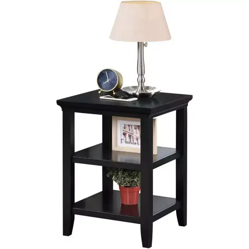 Tavolino con due ripiani, elegante tavolino accentato minimalista in legno di Hevea per esposizione e organizzazione del soggiorno