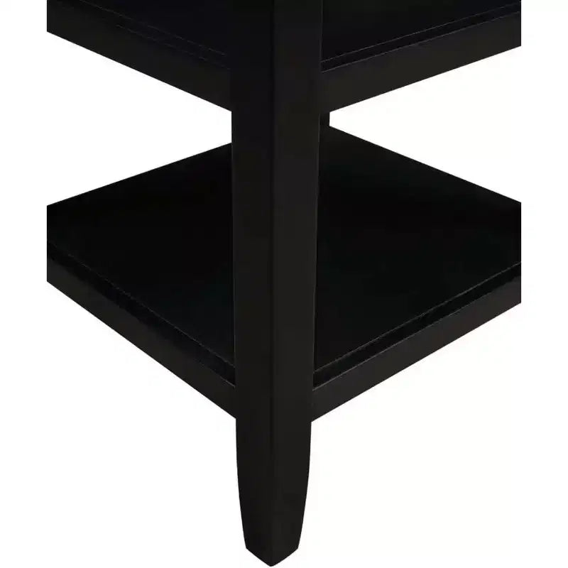 Tavolino con due ripiani, elegante tavolino accentato minimalista in legno di Hevea per esposizione e organizzazione del soggiorno