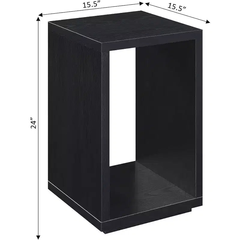 Tavolino con ripiano — Ampio piano, ripiano inferiore, elegante finitura venatura legno nera