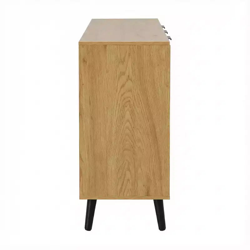 Credenza/mobile buffet moderno da 47,2" con vani portaoggetti e 3 cassetti, in rovere.
