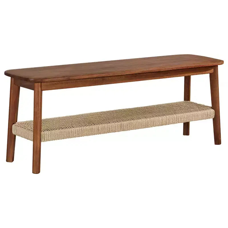Panca contenitore in legno di acacia da 122 cm, color castagno