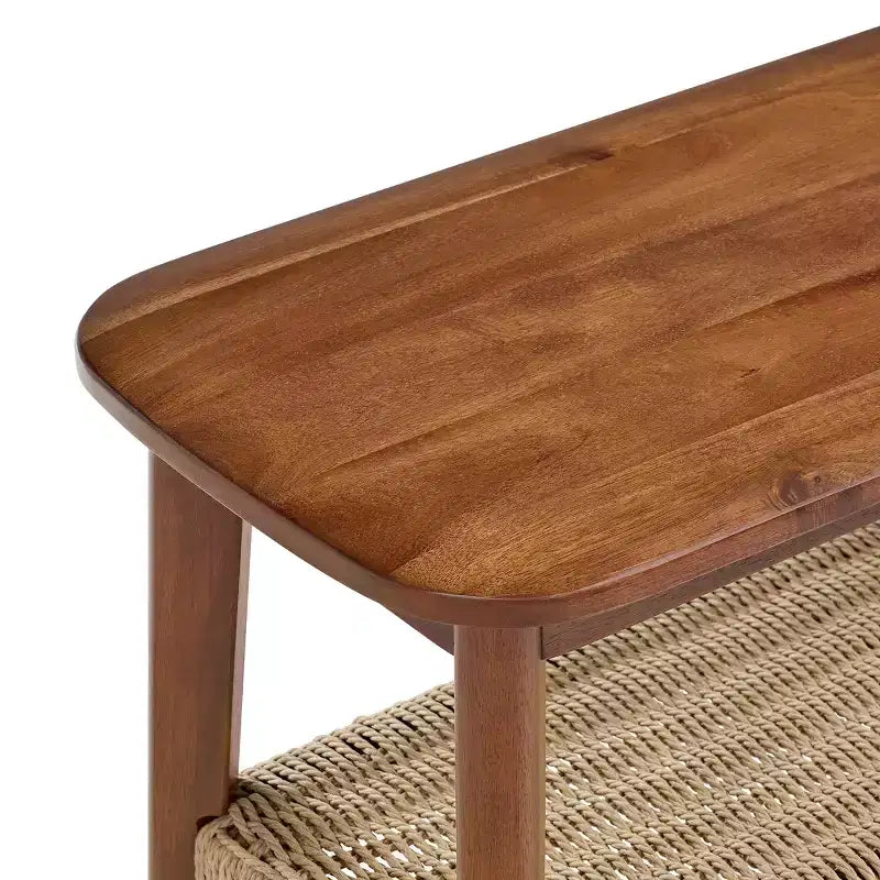 Panca contenitore in legno di acacia da 122 cm, color castagno