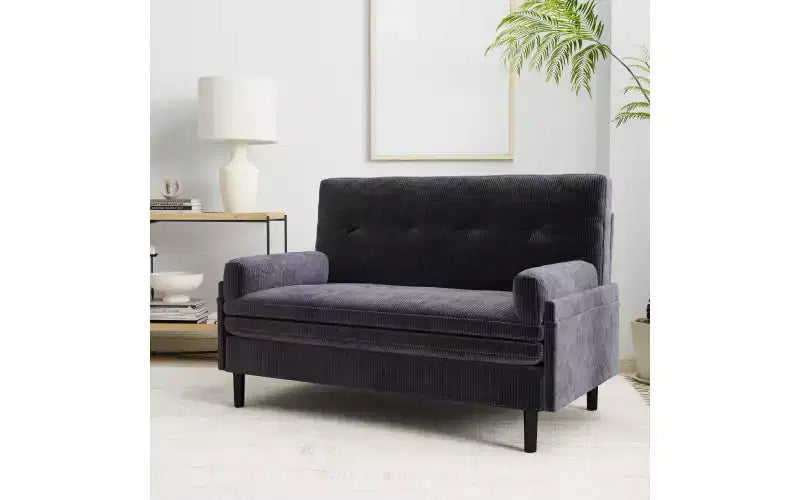 Divano letto futon, divano estraibile trasformabile, convertibile con schienale regolabile, rivestito in tessuto velluto a 2 posti per soggiorno, camera da letto - Grigio