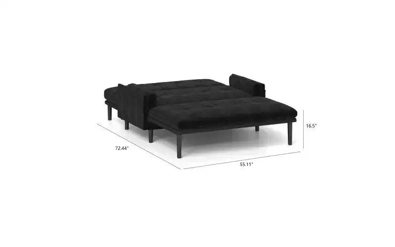 Divano letto futon, divano estraibile trasformabile, convertibile con schienale regolabile, rivestito in tessuto velluto a 2 posti per soggiorno, camera da letto - Grigio