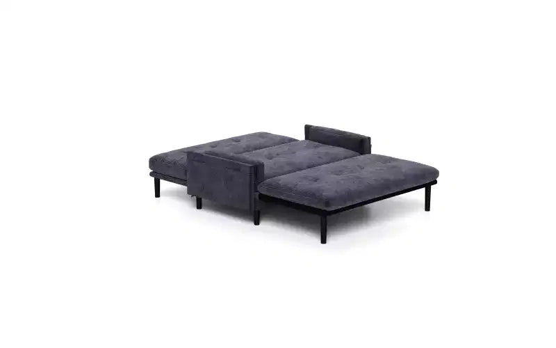 Divano letto futon, divano estraibile trasformabile, convertibile con schienale regolabile, rivestito in tessuto velluto a 2 posti per soggiorno, camera da letto - Grigio