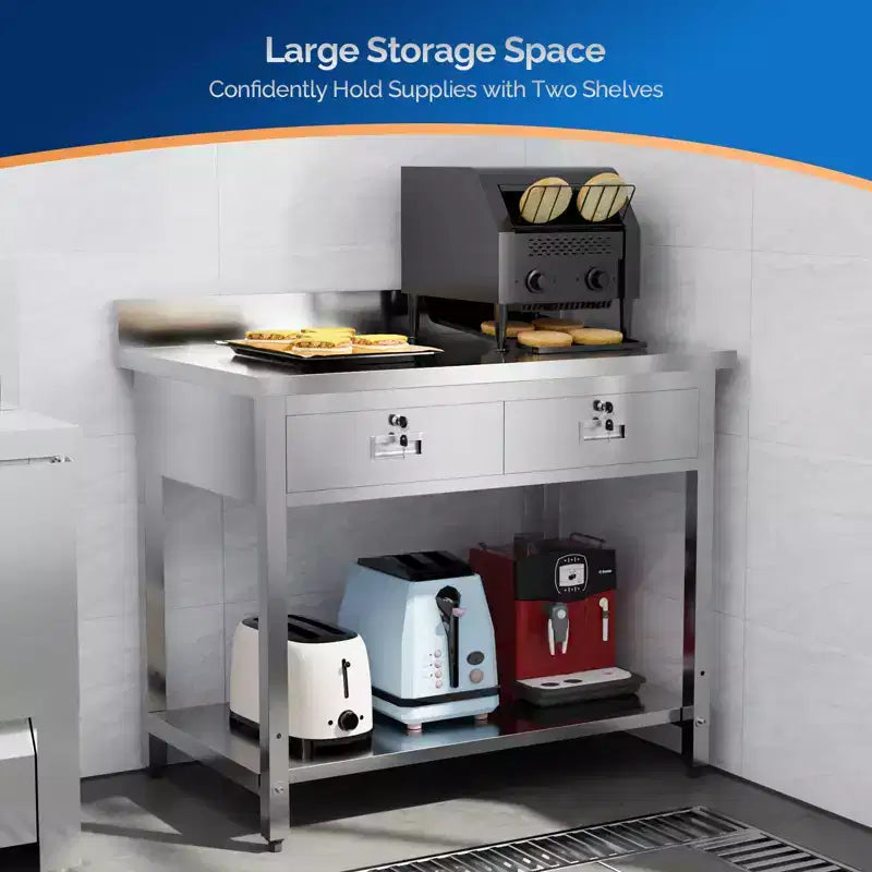 Tavolo da Lavoro e Preparazione in Acciaio Inox 42'' x 26'' con Cassetto per Cucina Ristorante