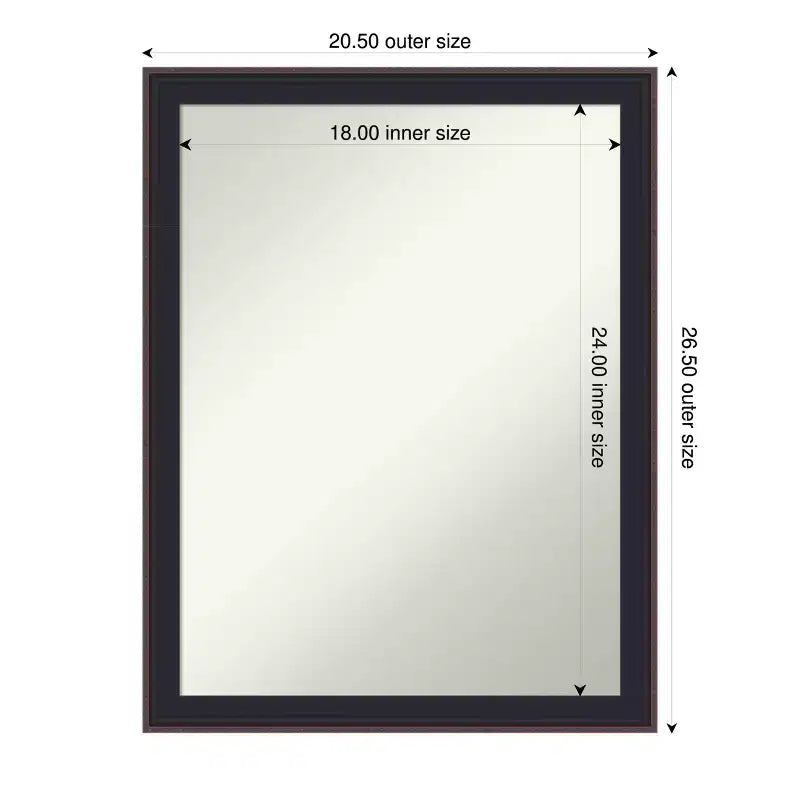 Specchio da parete per bagno Havana in bronzo nero senza cornice smussata