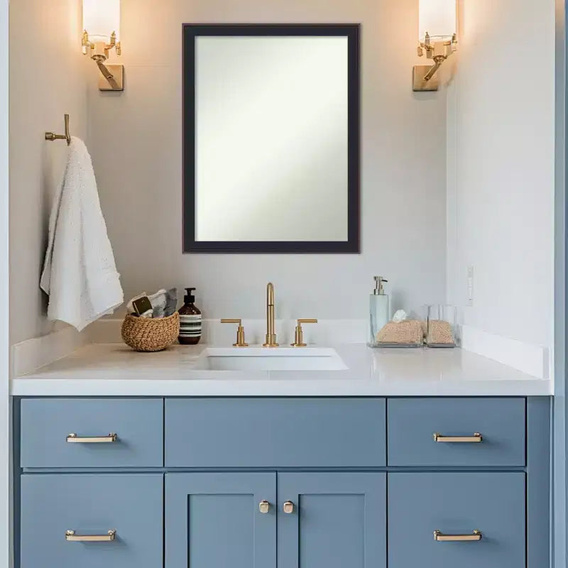 Specchio da parete per bagno Havana in bronzo nero senza cornice smussata