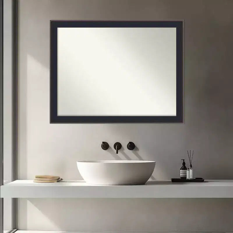 Specchio da parete per bagno Havana in bronzo nero senza cornice smussata