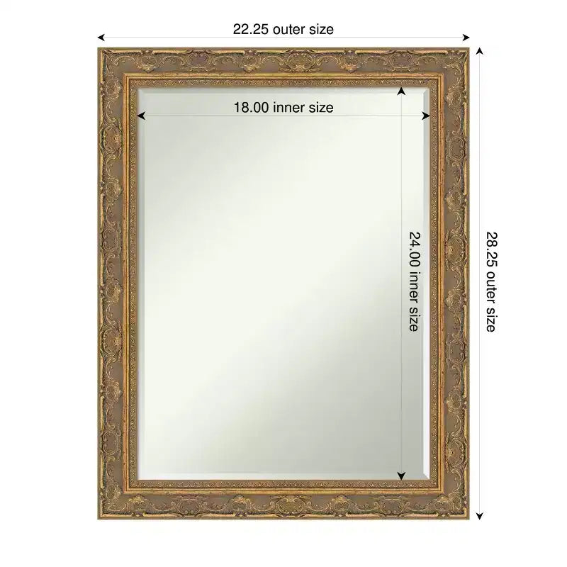 Specchio da parete per bagno con cornice smussata da mezzo pollice