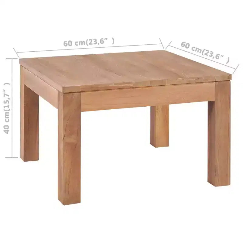 Tavolino da Caffè in Teak Naturale Legno Massello di Teak 60x60 cm Resistente