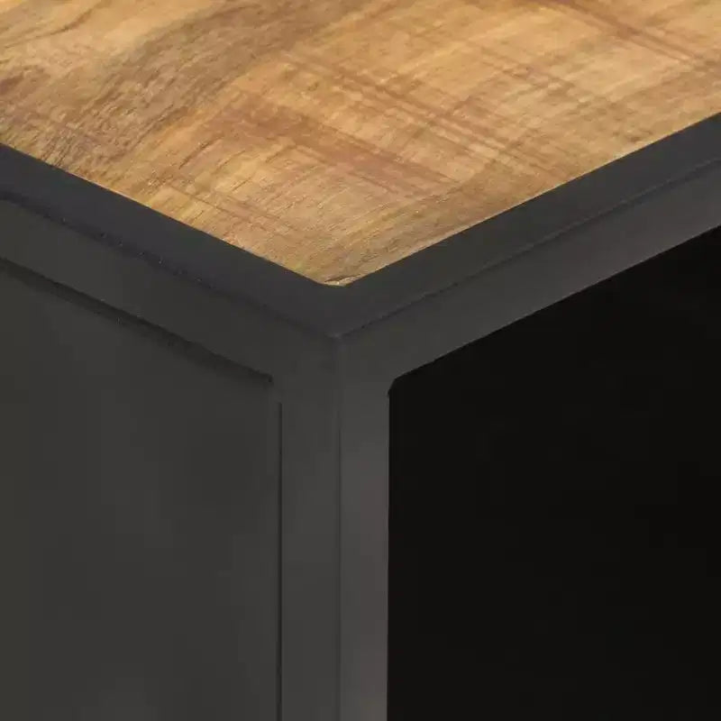 Tavolino da salotto in legno di mango grezzo e canna naturale