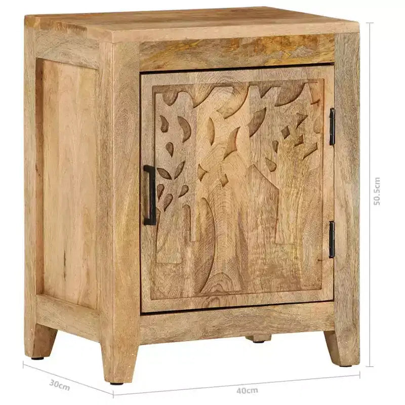 Comodino 40x30x50 cm in legno massello di mango