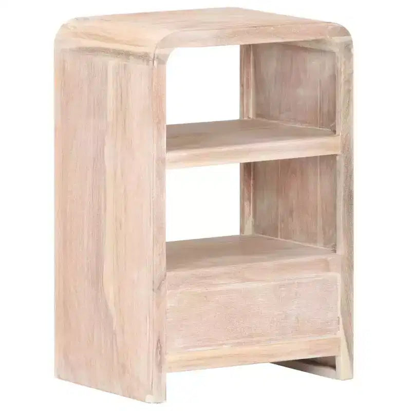 Comodino Acacia Spazzolata Bianco Legno Massello di Acacia Marrone Medio - Chiaro