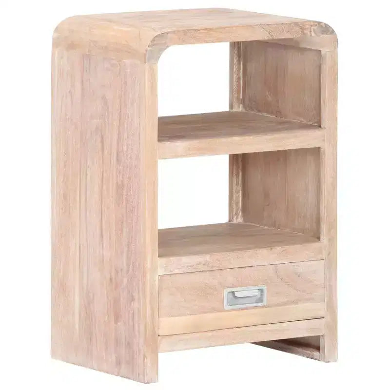 Comodino Acacia Spazzolata Bianco Legno Massello di Acacia Marrone Medio - Chiaro