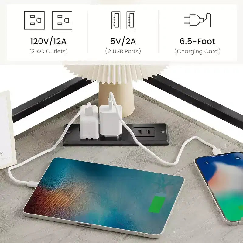 Mobile Angolare con Stazione di Ricarica, Libreria Triangolare a 3 Ripiani con Porte USB, Prese e Organizzatore a 9 Cubi per Camera da Letto, Ufficio, Soggiorno