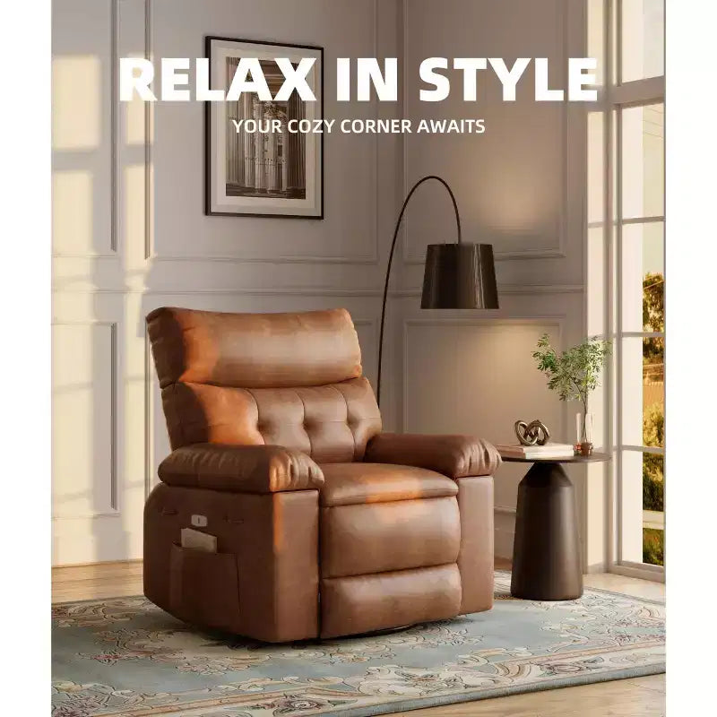 Poltrona reclinabile oversize girevole a 360° con funzione massaggio e riscaldamento (per Soggiorno/Camera da letto/Cameretta adulti)