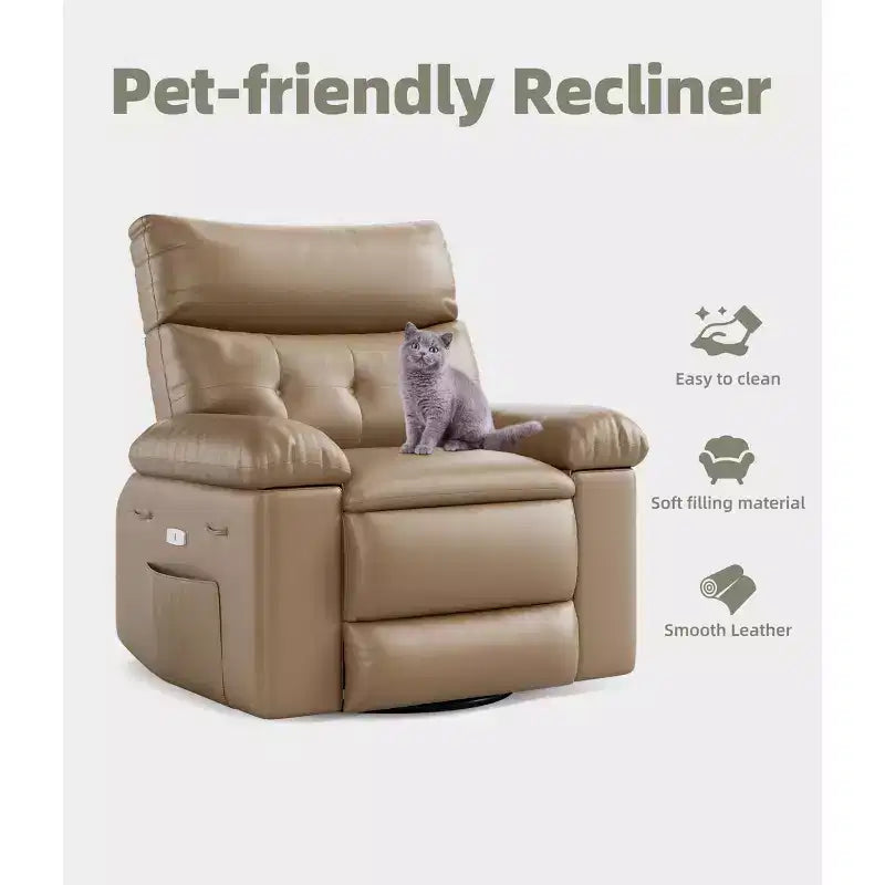 Poltrona reclinabile oversize girevole a 360° con funzione massaggio e riscaldamento (per Soggiorno/Camera da letto/Cameretta adulti)