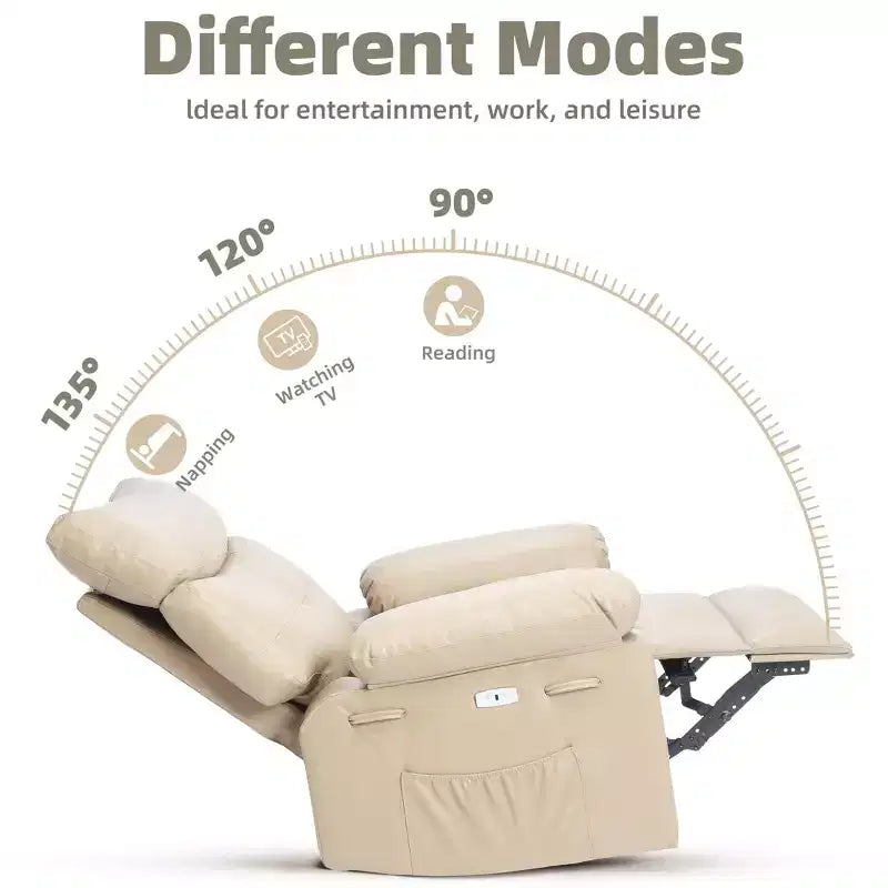 Poltrona reclinabile oversize girevole a 360° con funzione massaggio e riscaldamento (per Soggiorno/Camera da letto/Cameretta adulti)