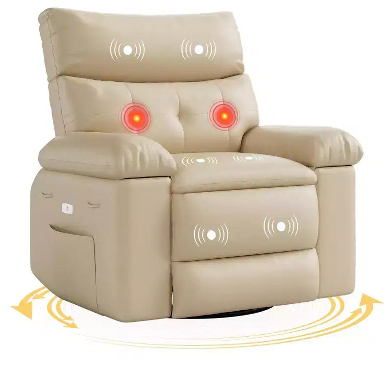 Poltrona reclinabile oversize girevole a 360° con funzione massaggio e riscaldamento (per Soggiorno/Camera da letto/Cameretta adulti)