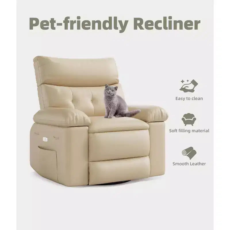 Poltrona reclinabile oversize girevole a 360° con funzione massaggio e riscaldamento (per Soggiorno/Camera da letto/Cameretta adulti)