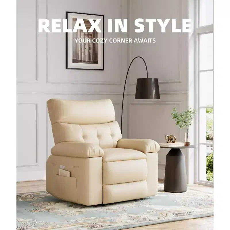 Poltrona reclinabile oversize girevole a 360° con funzione massaggio e riscaldamento (per Soggiorno/Camera da letto/Cameretta adulti)
