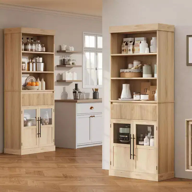 Mobile Contenitore in Legno Retrò Semi-Aperto con Ripiani Regolabili
