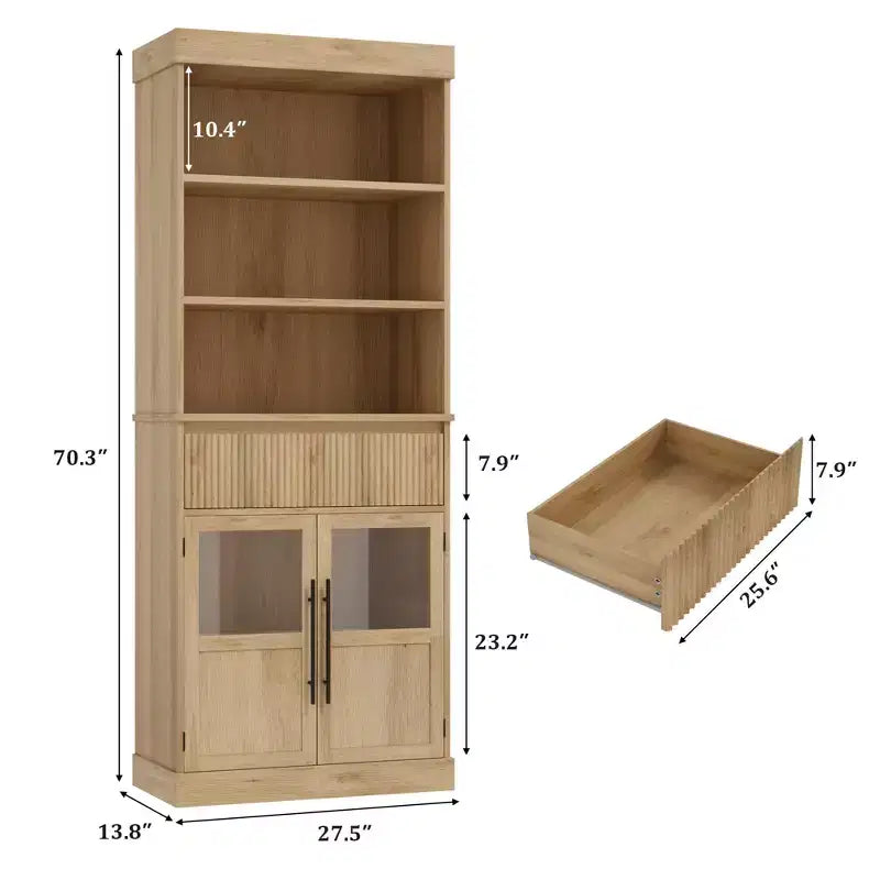 Mobile Contenitore in Legno Retrò Semi-Aperto con Ripiani Regolabili