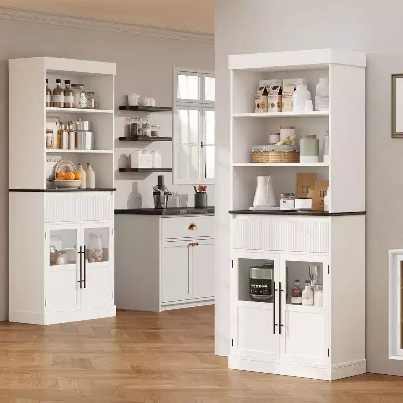 Mobile Contenitore in Legno Retrò Semi-Aperto con Ripiani Regolabili
