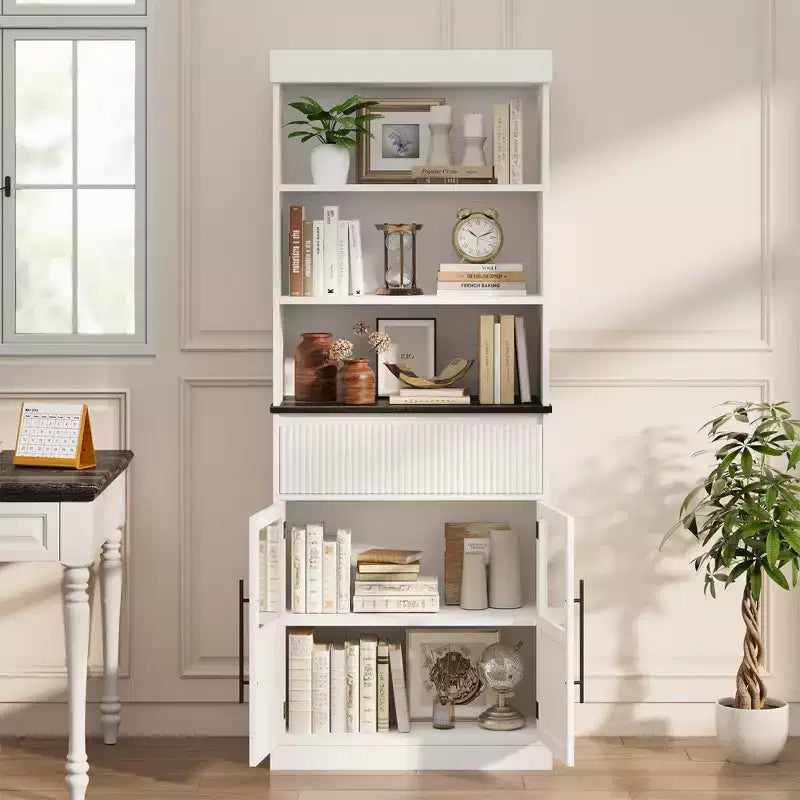 Mobile Contenitore in Legno Retrò Semi-Aperto con Ripiani Regolabili