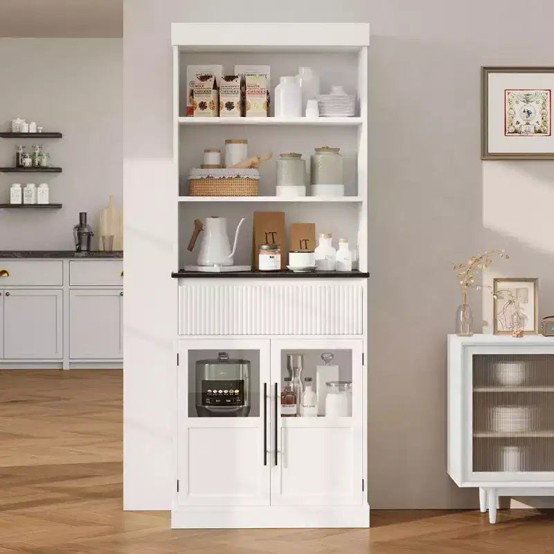 Mobile Contenitore in Legno Retrò Semi-Aperto con Ripiani Regolabili