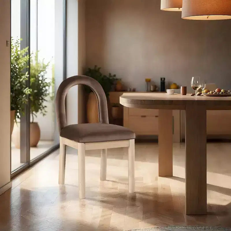 Sedia da pranzo in velluto marrone