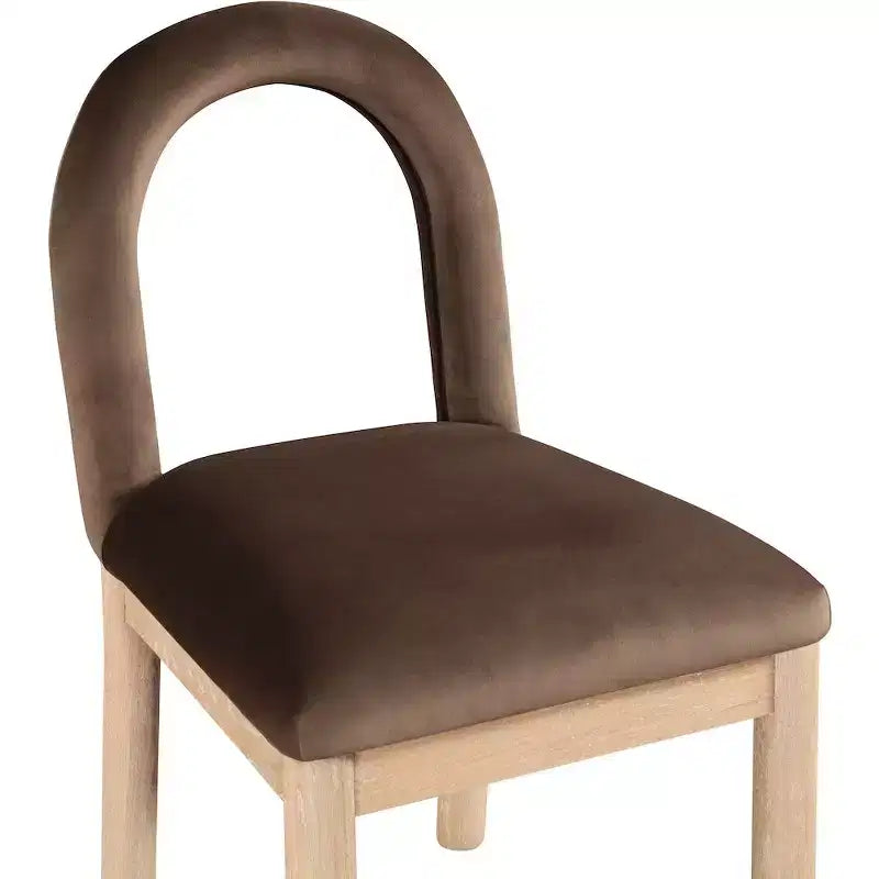 Sedia da pranzo in velluto marrone