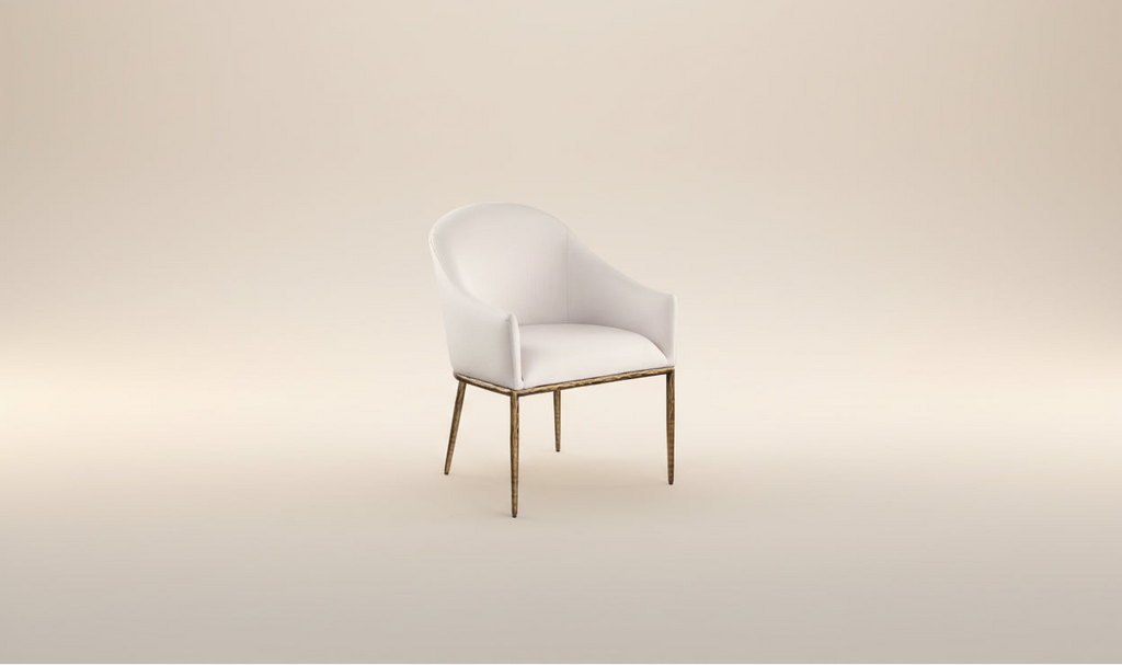 Meridian Furniture Ferro Beige Linen Textured Performance Fabric Upholstered Dining Arm Chair