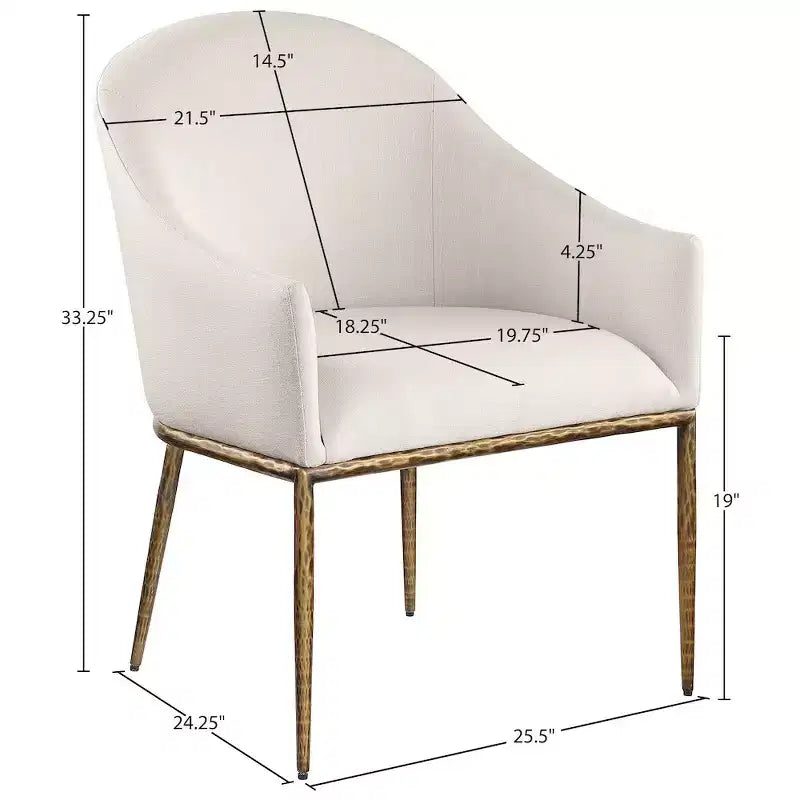 Sedia da pranzo imbottita con braccioli in tessuto effetto lino beige ad alte prestazioni