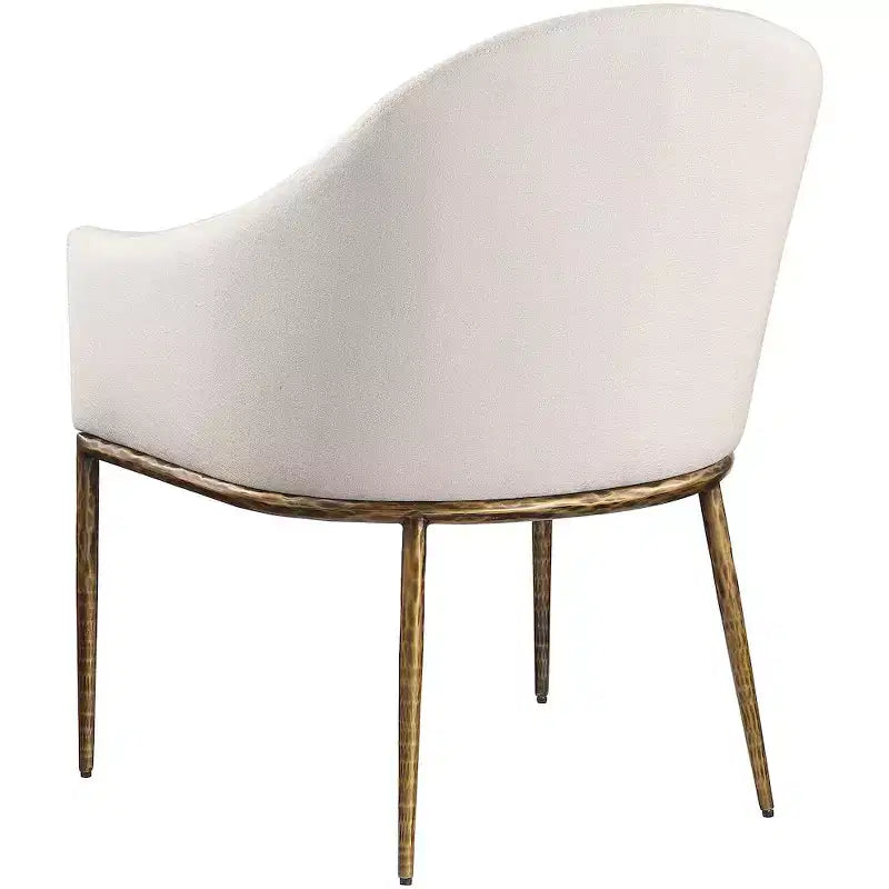 Sedia da pranzo imbottita con braccioli in tessuto effetto lino beige ad alte prestazioni