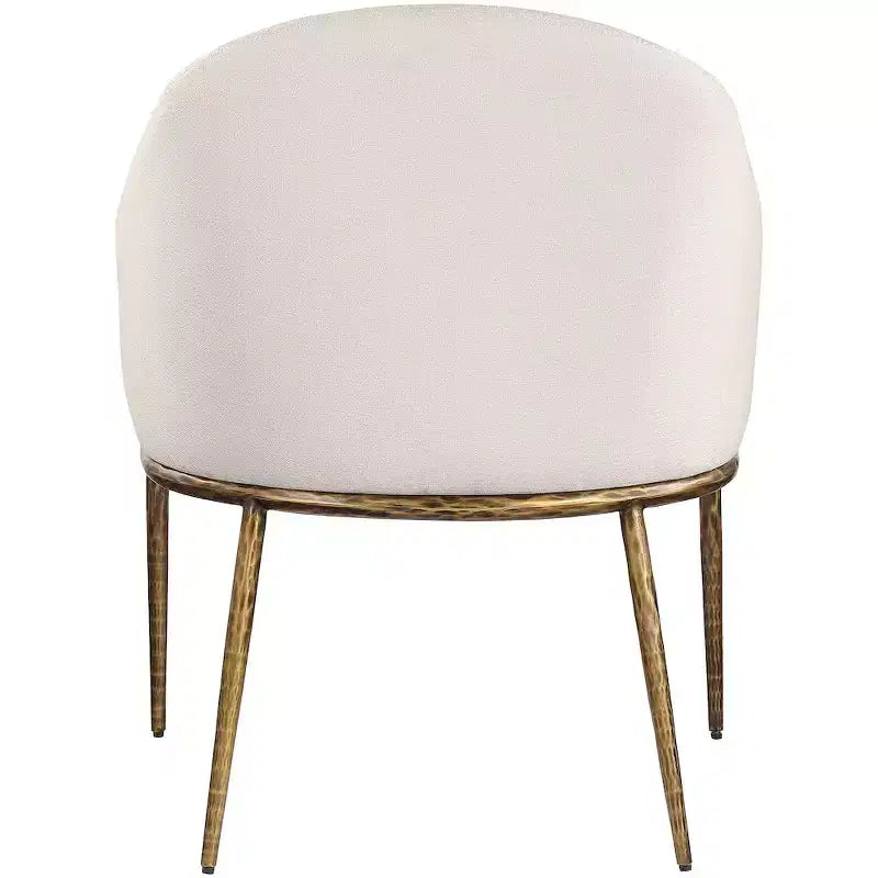 Sedia da pranzo imbottita con braccioli in tessuto effetto lino beige ad alte prestazioni