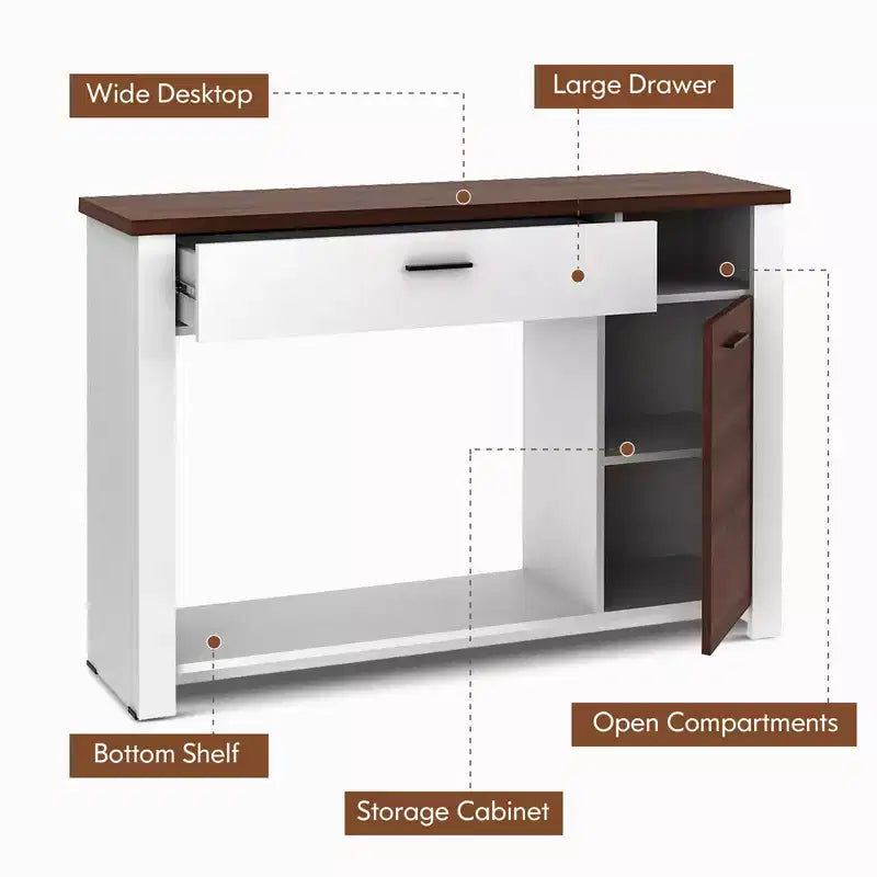 Tavolino/Consolle da divano da 48'' con cassetto, mobiletto ad altezza regolabile, mobile da ingresso