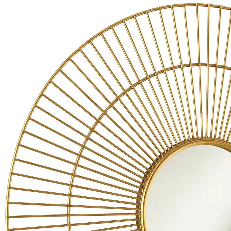 Specchio da parete rotondo con cornice in metallo dorata a foglia, 33 3/4" di larghezza