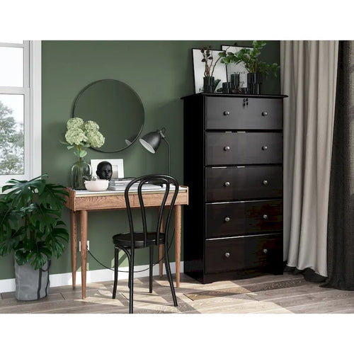 Palace Imports 100% Solid Wood 5-Jumbo Drawer Chest with Lock, Metal or Wooden Knobs