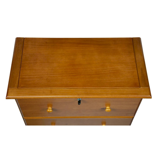Cassettiera con 5 cassetti jumbo in legno massello al 100% con serratura e pomelli in metallo o legno